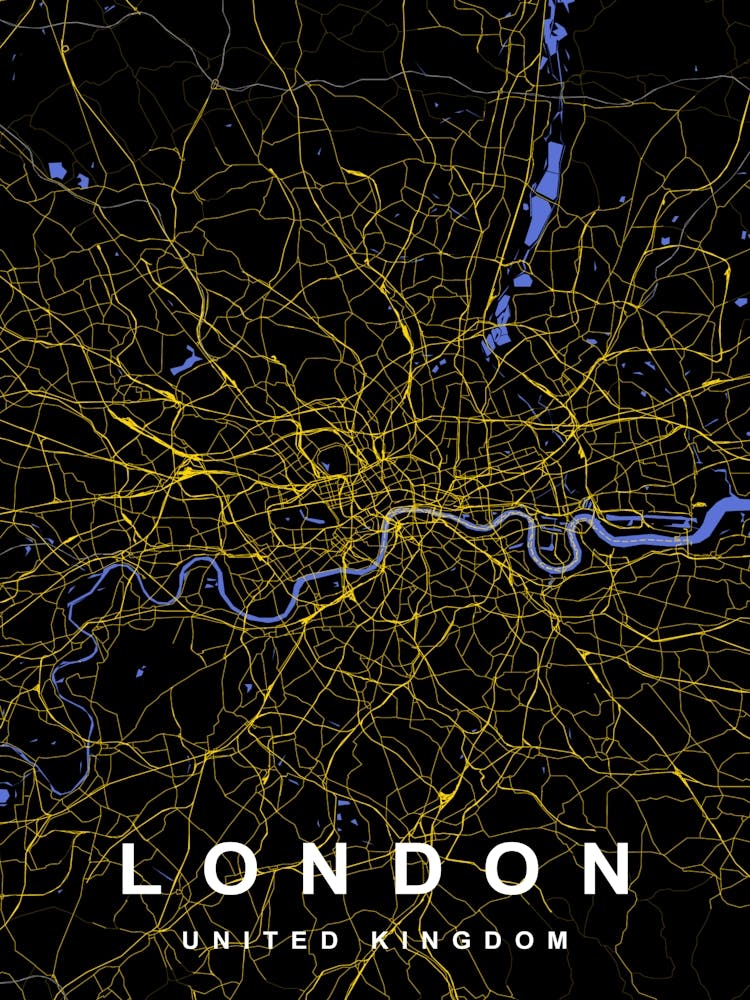 London Black and Gold Map
