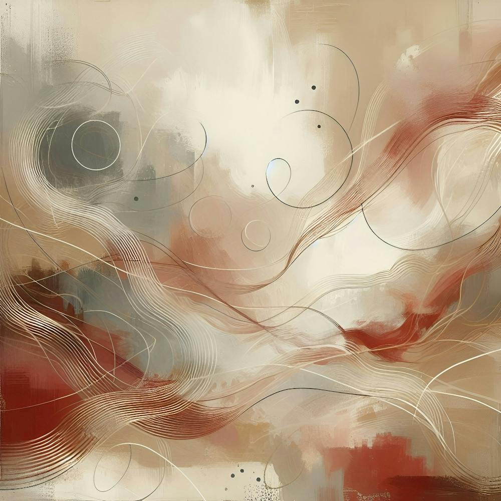 Abstract Art, Neutral Painting Red, Beige And Grey 3