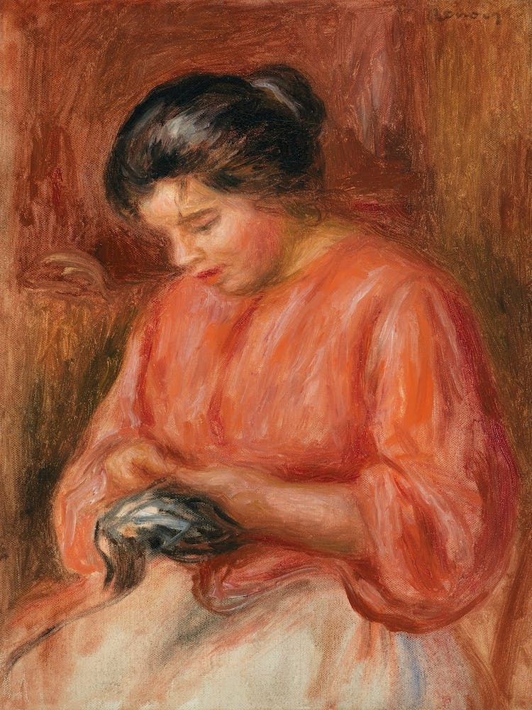 Girl Darning (1909), Pierre Auguste Renoir