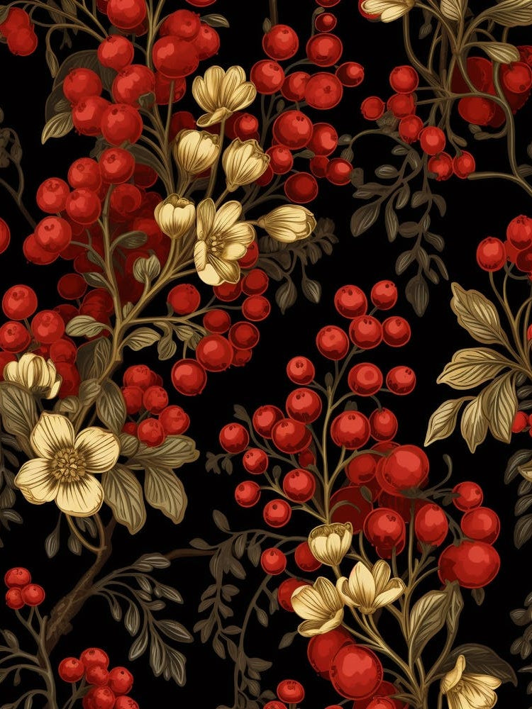 Winterberry 1 William Morris Style Winter Florals