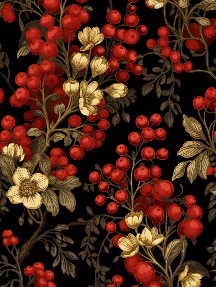 Winterberry 1 William Morris Style Winter Florals