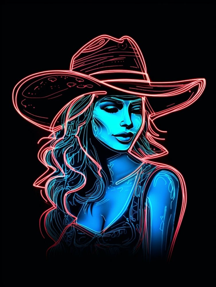 Neon Cowgirl Sign 2 1