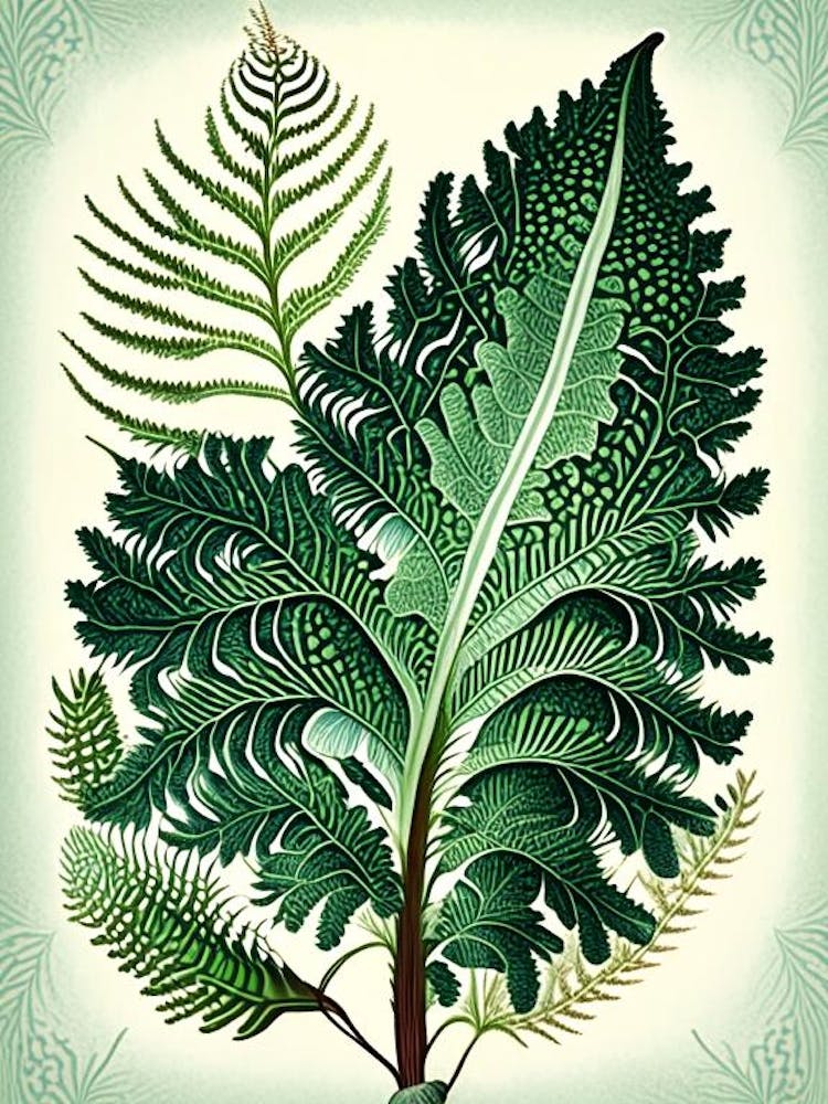 Weicher Schildfarn 3 – Botanisches Vintage-Poster