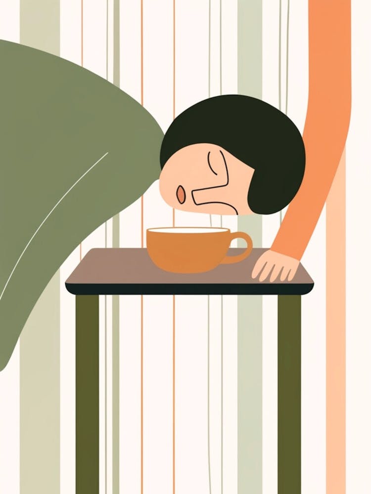 Illustration einer Frau mit einer Tasse Kaffee