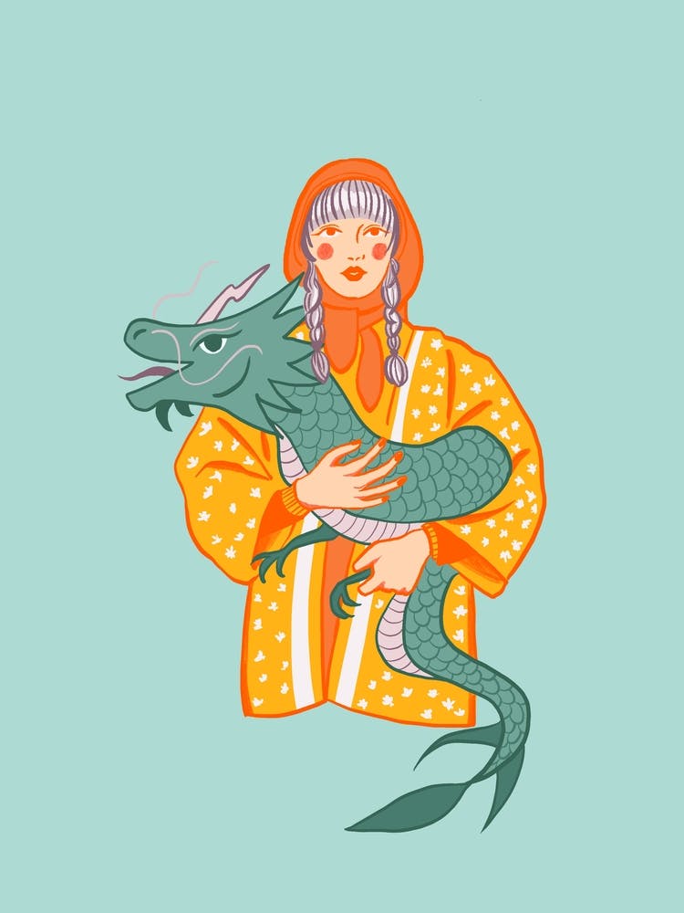 Girl Holding Dragon