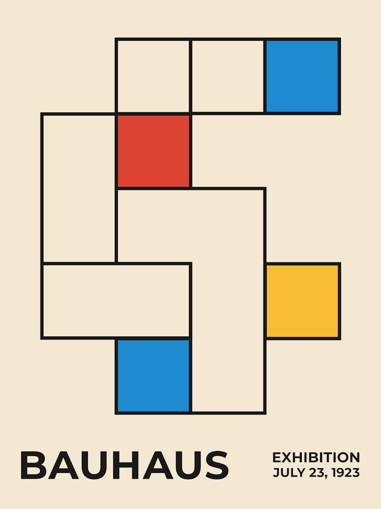 Blocs Bauhaus style 3, exposition, musée, minimaliste, vintage, rétro, abstrait, formes, géométrique, classique, bauhaus, coloré, mondrian, lumineux, design graphique