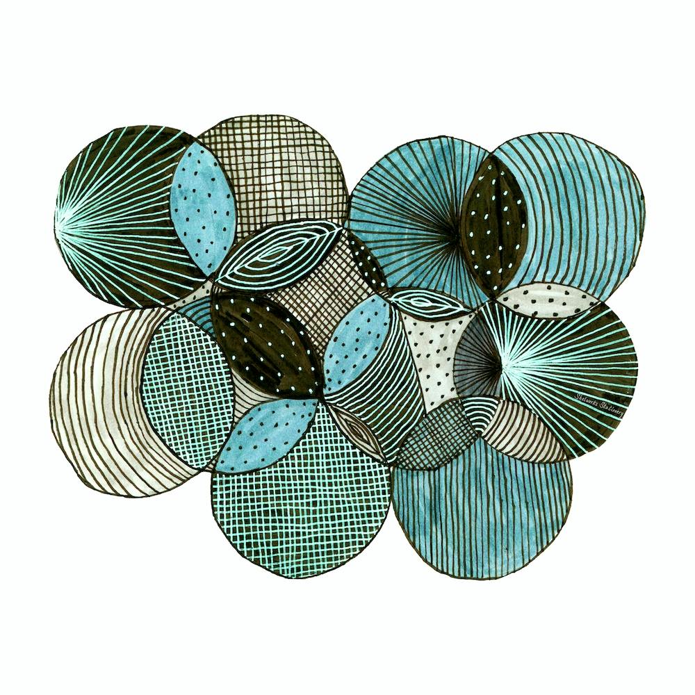 Circles Interlocking 2 Green Gray Abstract 1