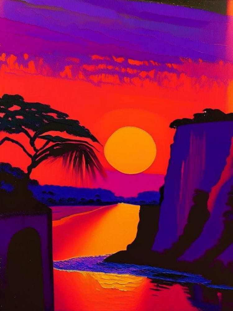 Warm Orange Sunset On The River