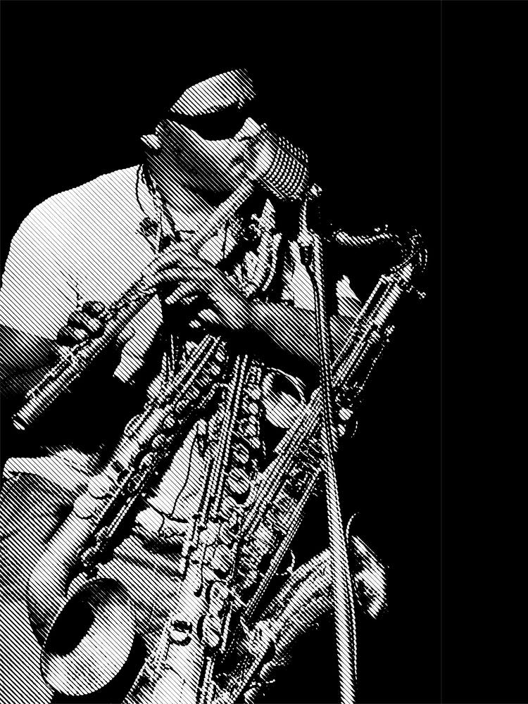 Rahsaan Roland Kirk Line Art Illustration