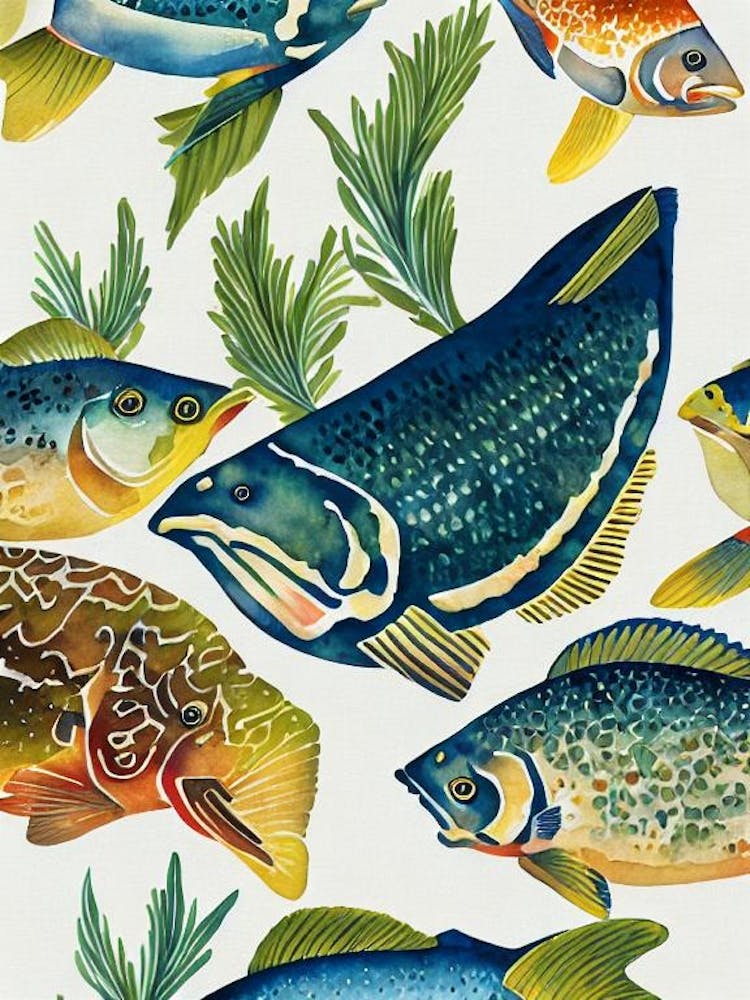 Grouper Vintage Graphic Watercolour