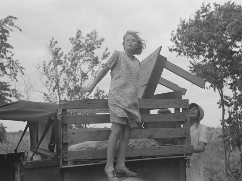 Untitled Photo, Possibly Related To Loading Truck With Table Which Will Be Carried By This Migrant Family To