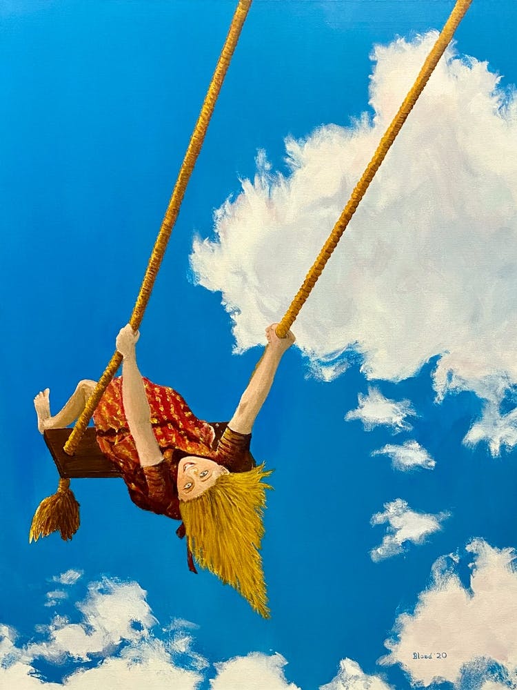 Higher Girl On A Swing In The Clouds