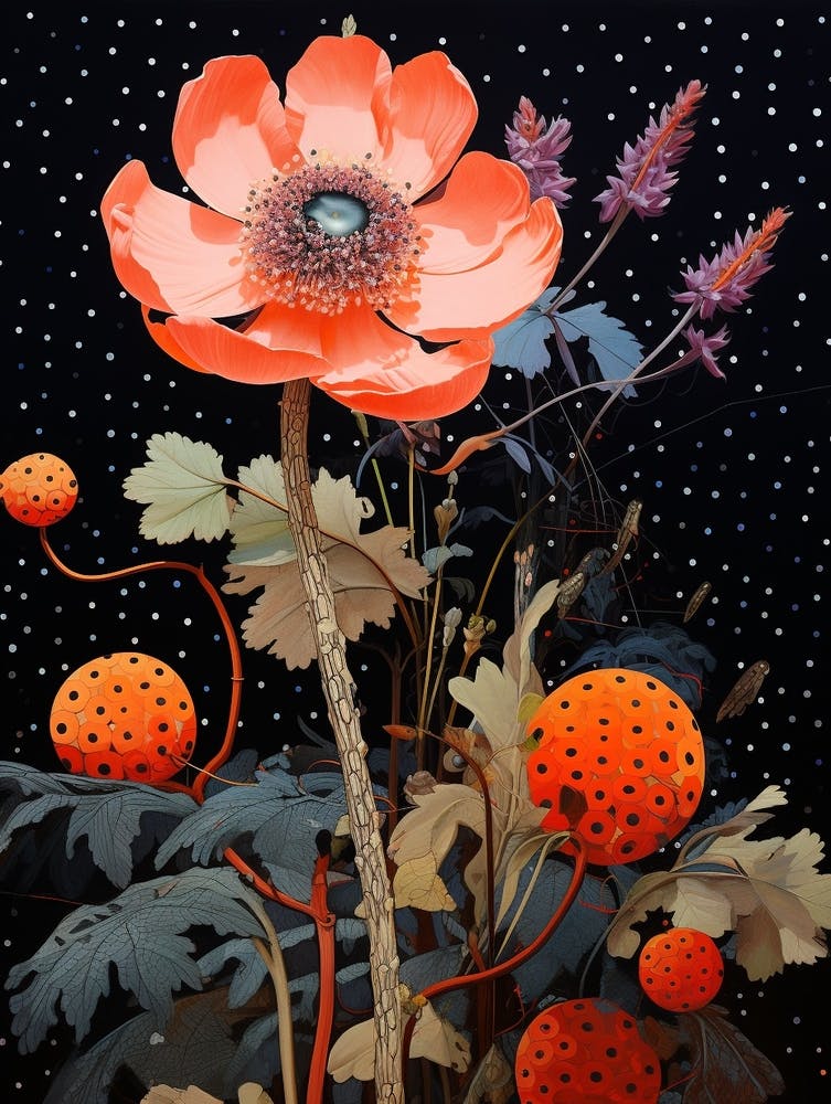 Surreal Florals Flax Flower 2 Flower Painting