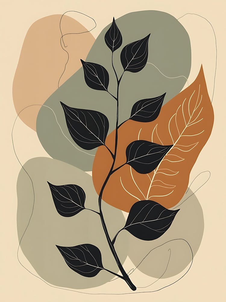 Muted Wildflower Shapes in Rustic Beige