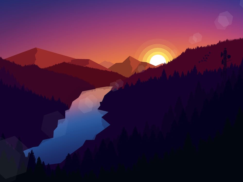 Sunset Over A River