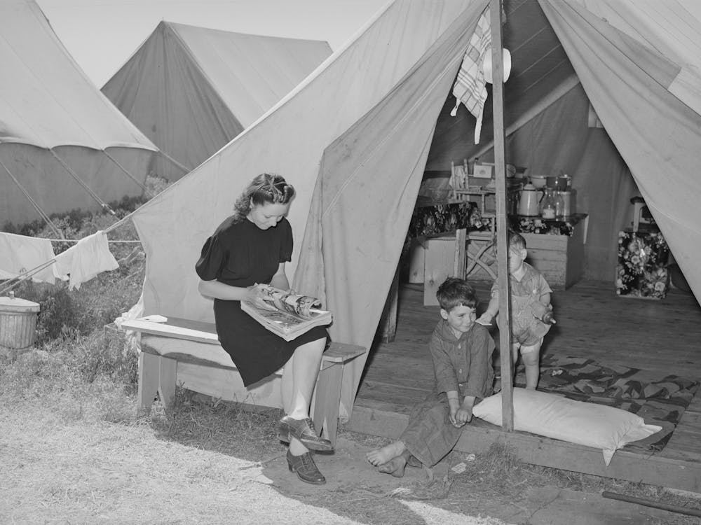 Family Of Farm Worker Living At Fsa (Farm Security Administration) Migratory Labor Camp Mobile Unit, Wilder, Idaho By