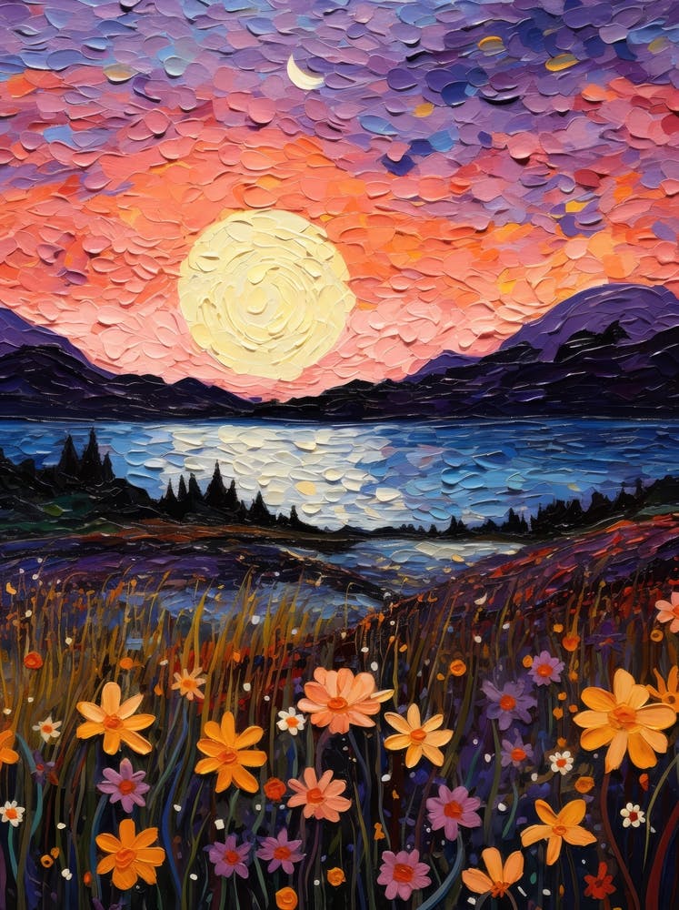 Sunset Over Flowers