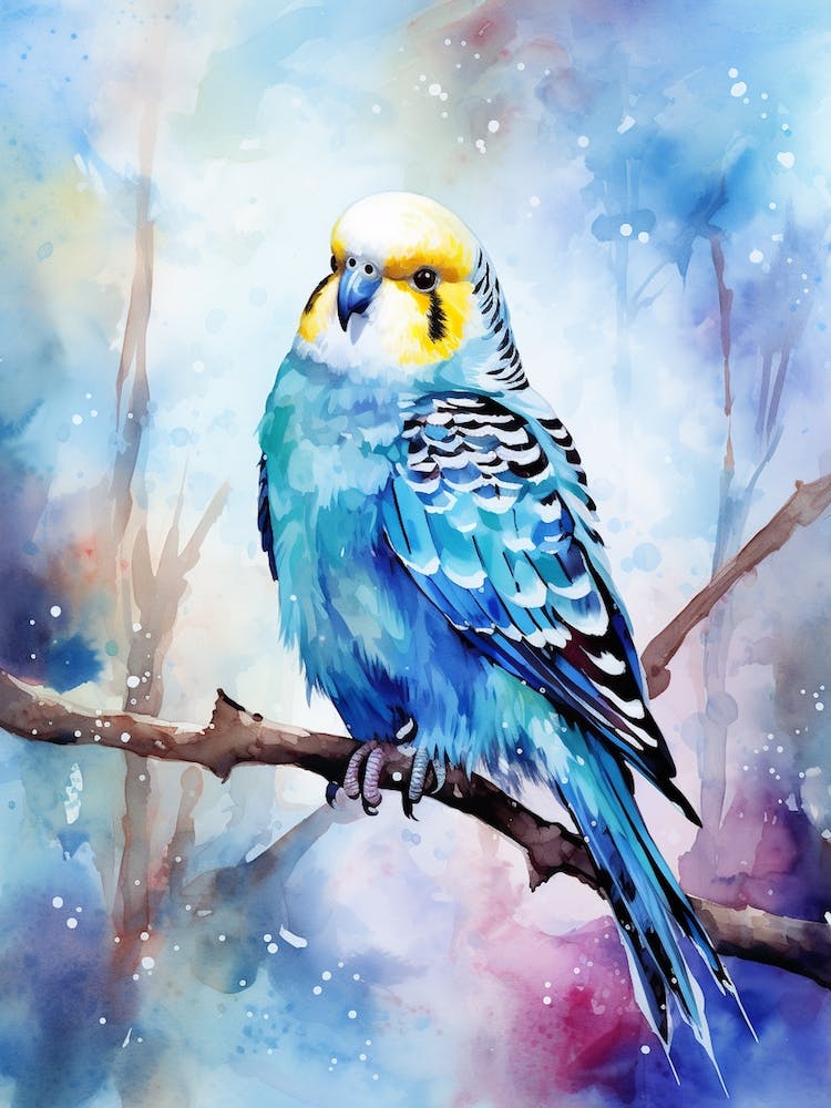 Snowy Budgie Illustration 1