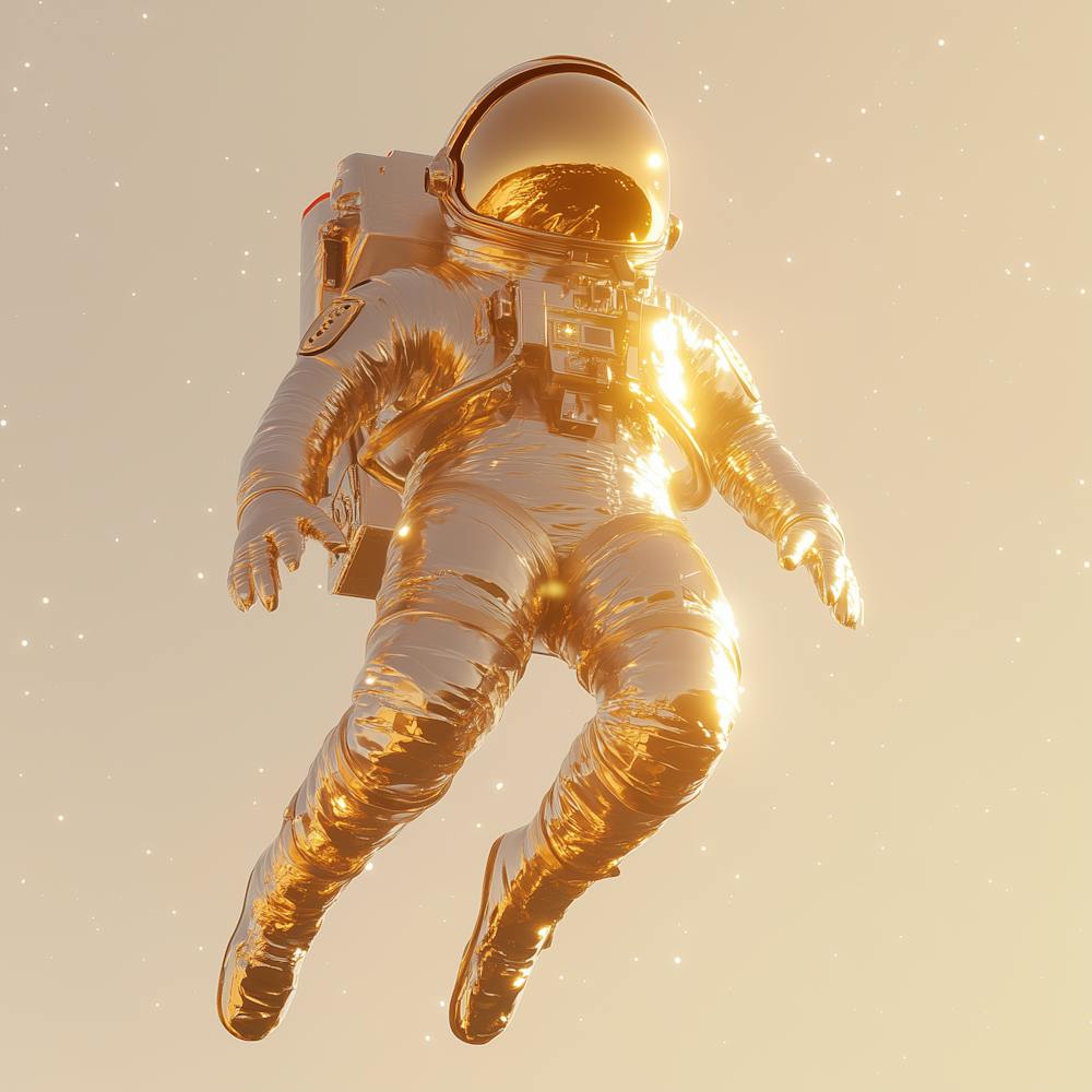 Goldener Astronaut Im Weltraum