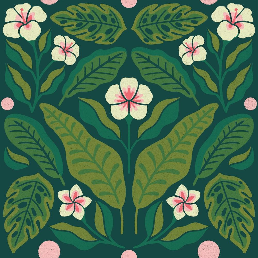 Tropical Leaves   Green Square