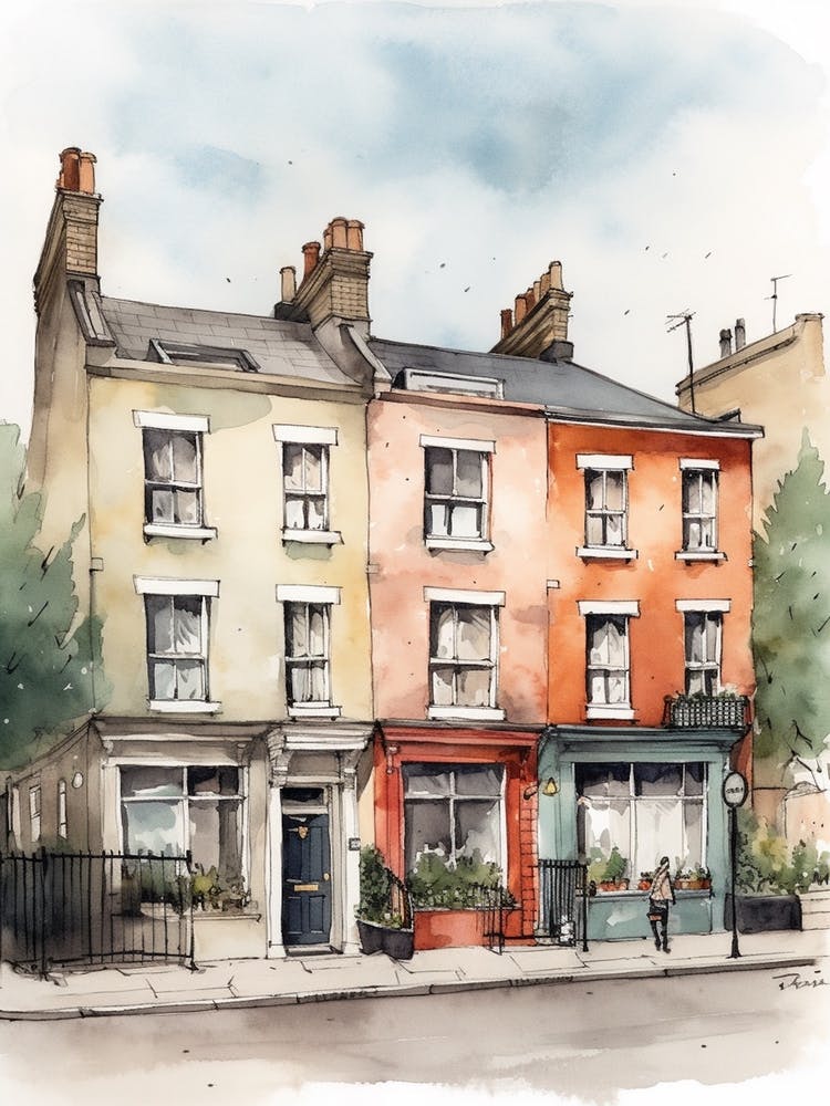 Stoke Newington London Neighborhood, Watercolour 1