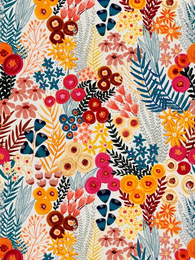 Abstract Floral Wild Flower Meadow Spring