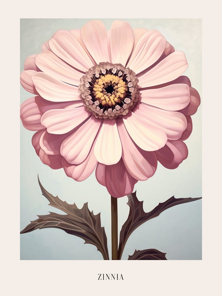 Floral Illustration Zinnia 1 Poster