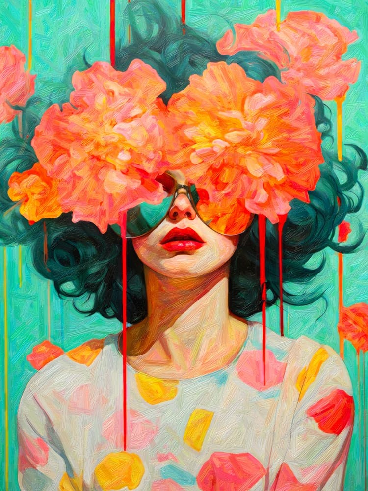 Dreamy Woman Floral Art