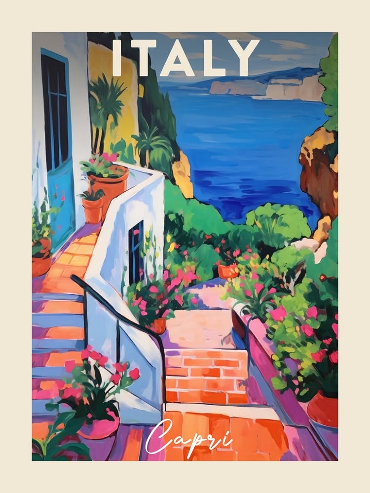 Capri Italy 4 Fauvist Painting  Travel Poster