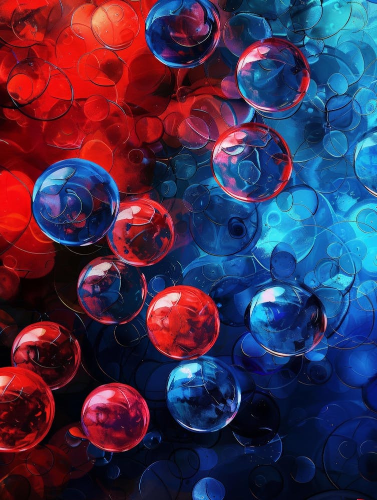Blasen In Blau Und Rot