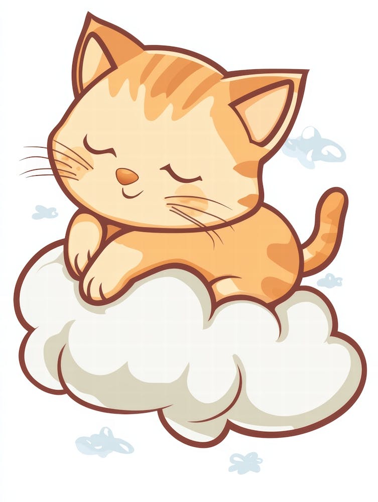 Cute Cat Sleeping On A Cloud