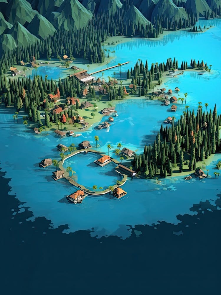 Bora Bora French, Polynesia, Flat Illustration 1