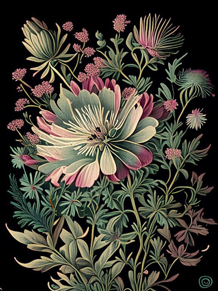 Aster 3 Floral Botanical Vintage Poster Flower