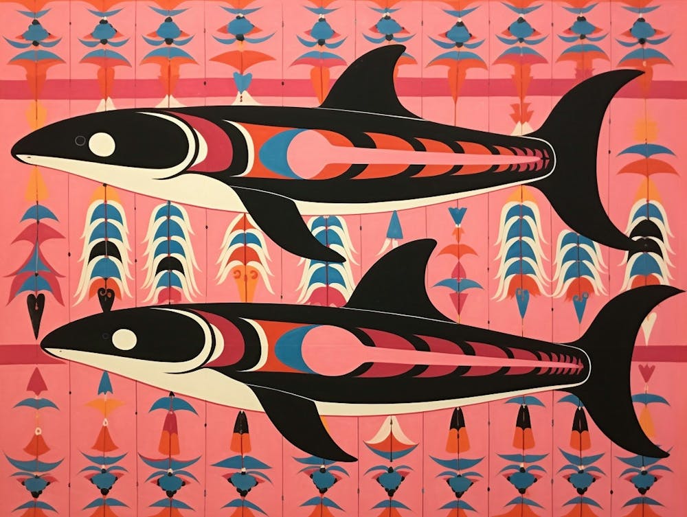 Illustration Animale de Style Folklorique - Poissons