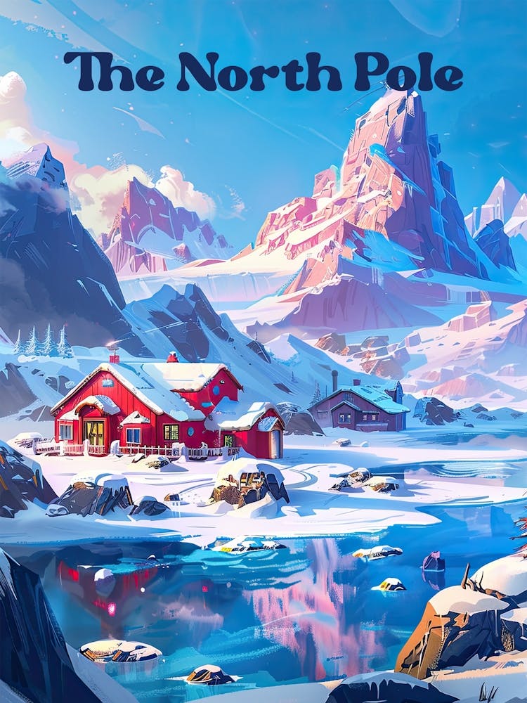 The North Pole Santa Claus Digital Travel Illustration