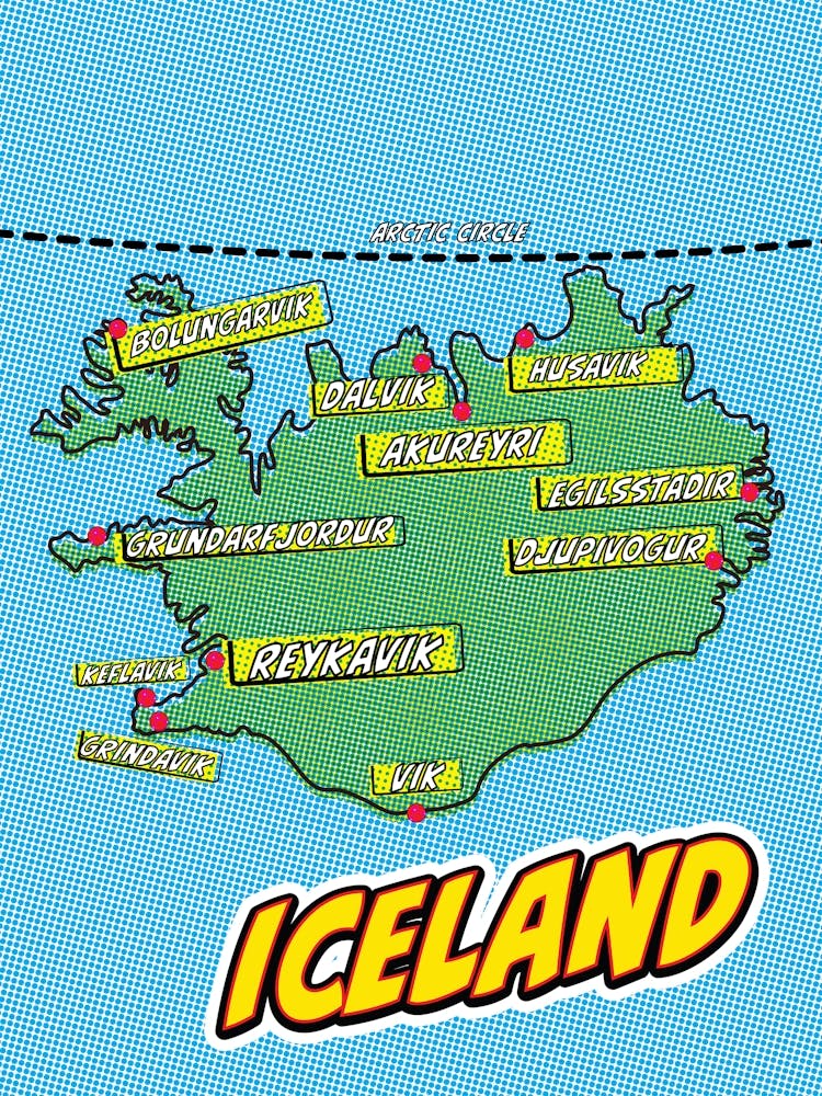 Iceland Pop Art Map