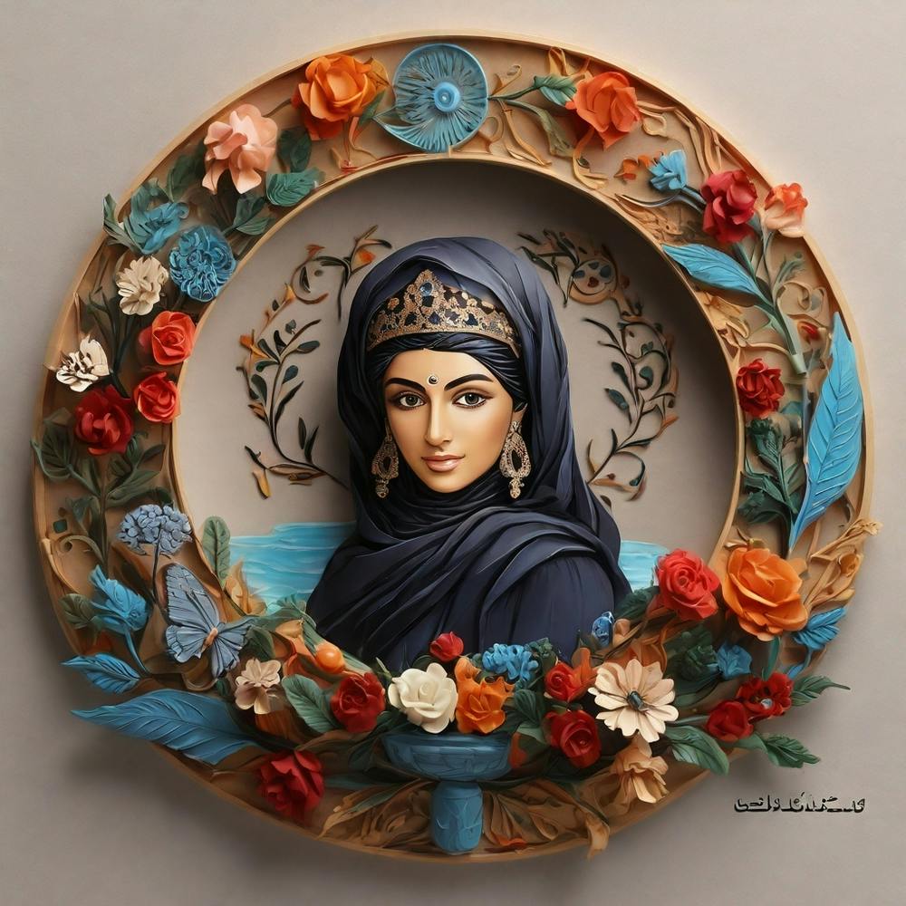 Muslimische Frau mit Blumen