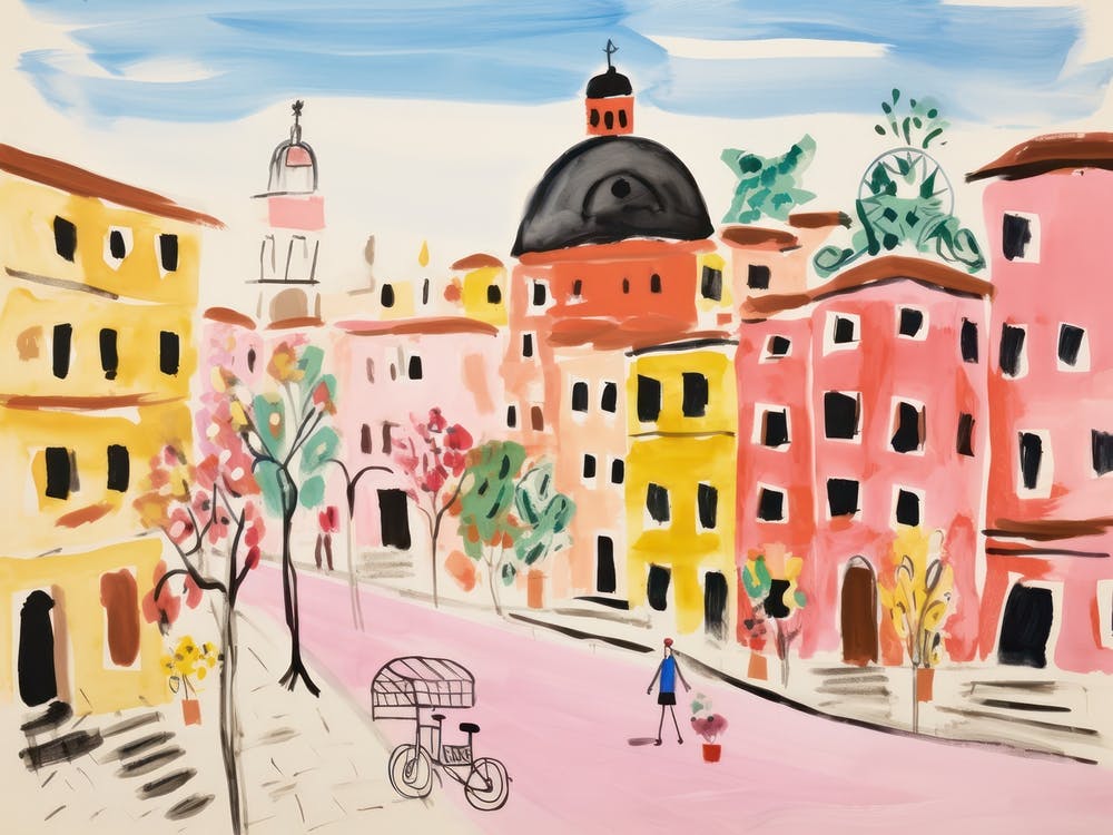 Rome Italy Cute Watercolour Illustration 4