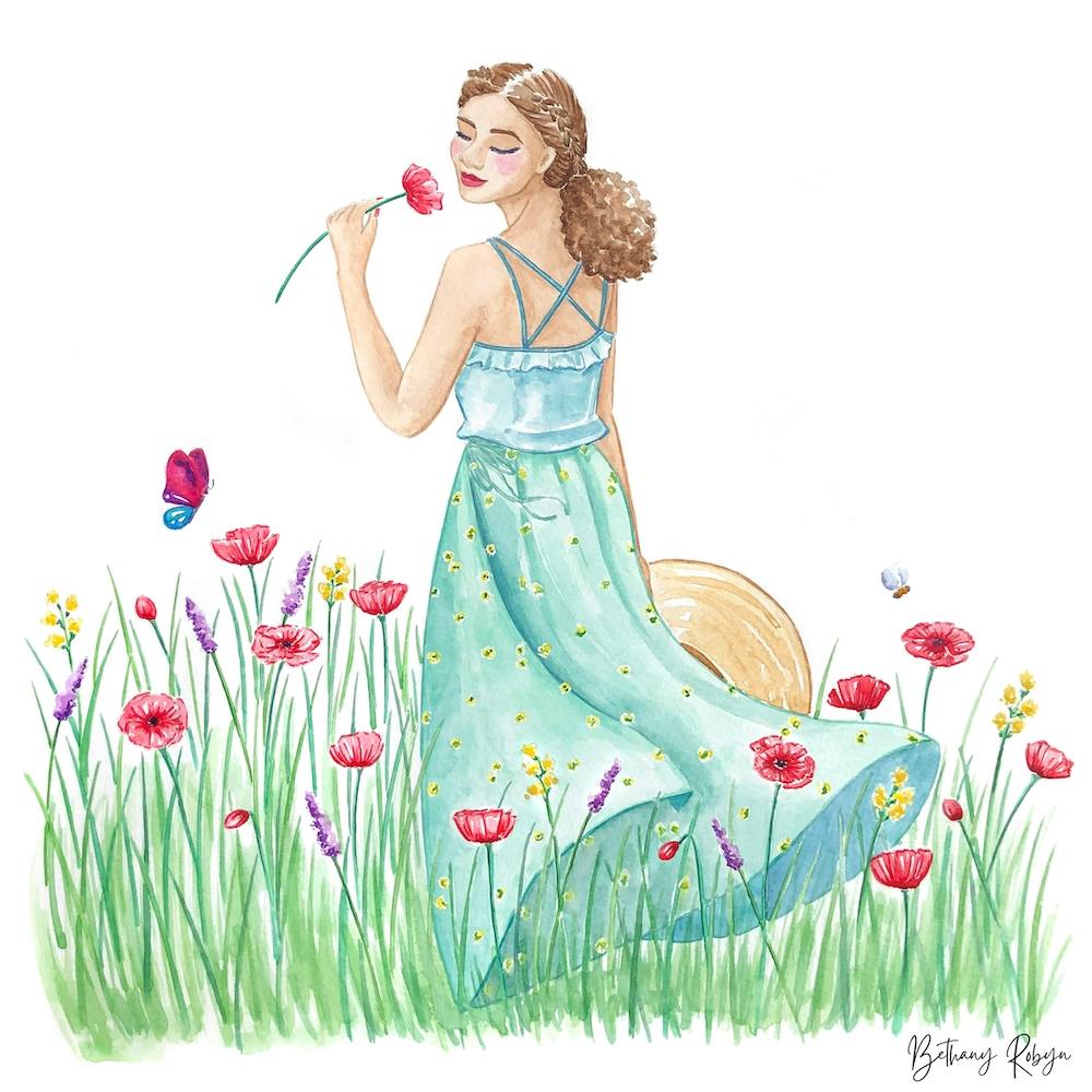 Girl in poppy fields