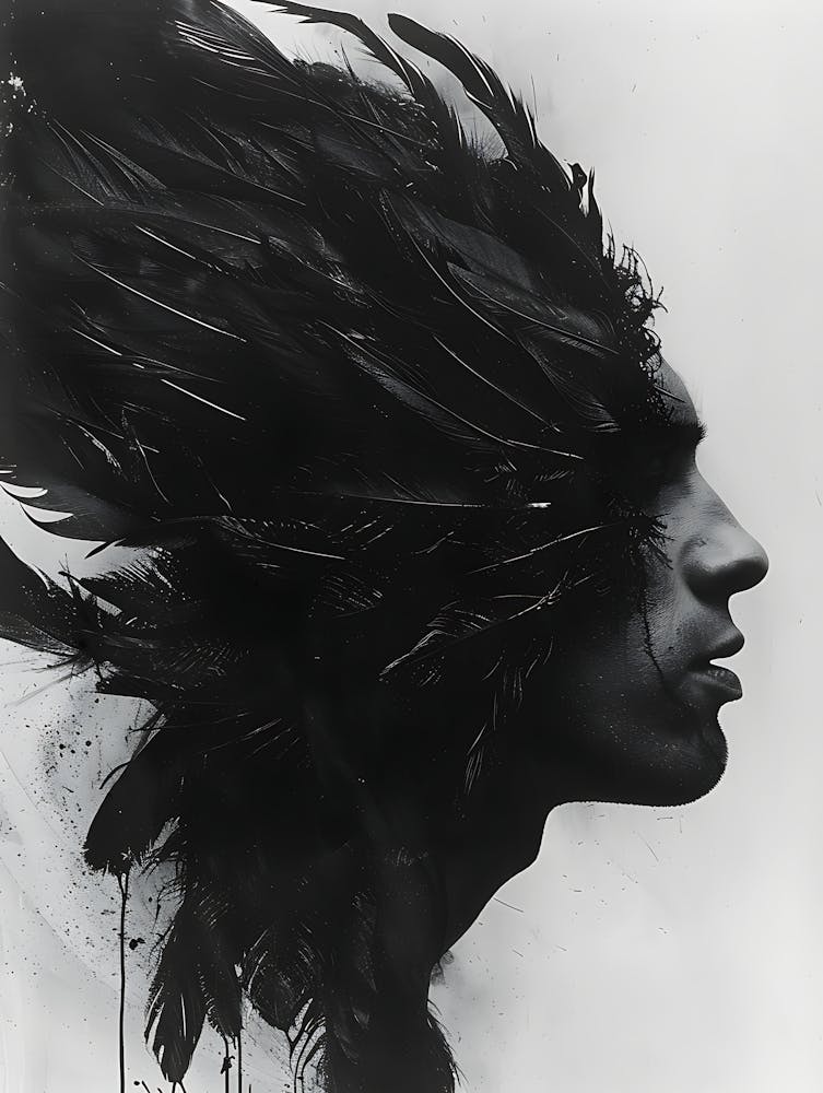 Whimsical Dark Feathers Man 11