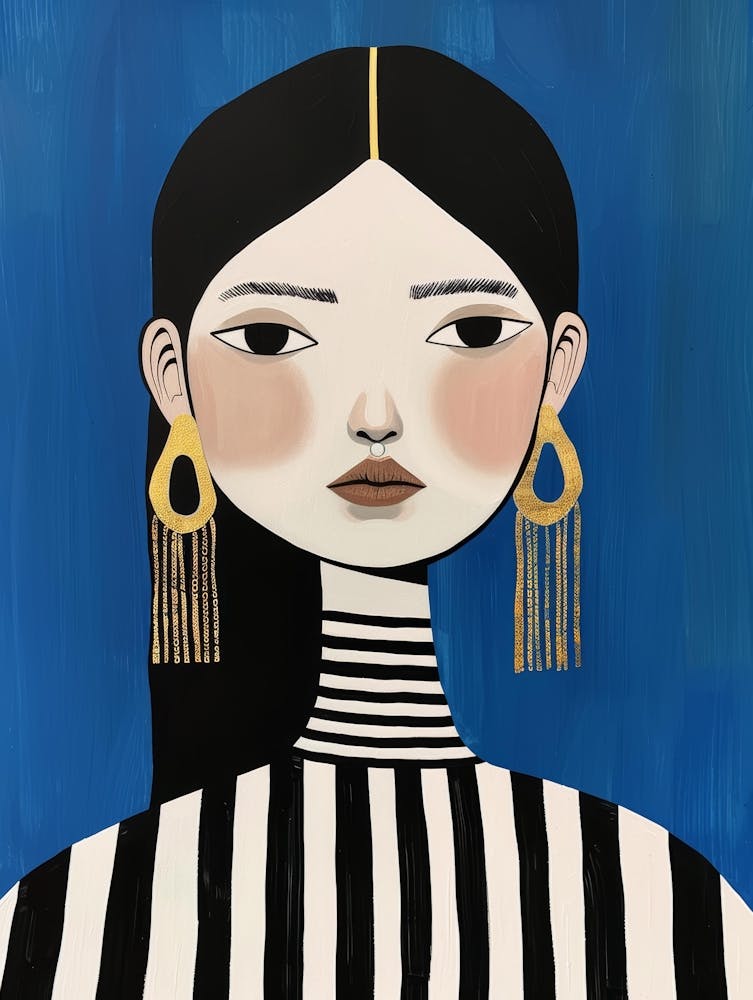 Asian Girl With Gold Earrings