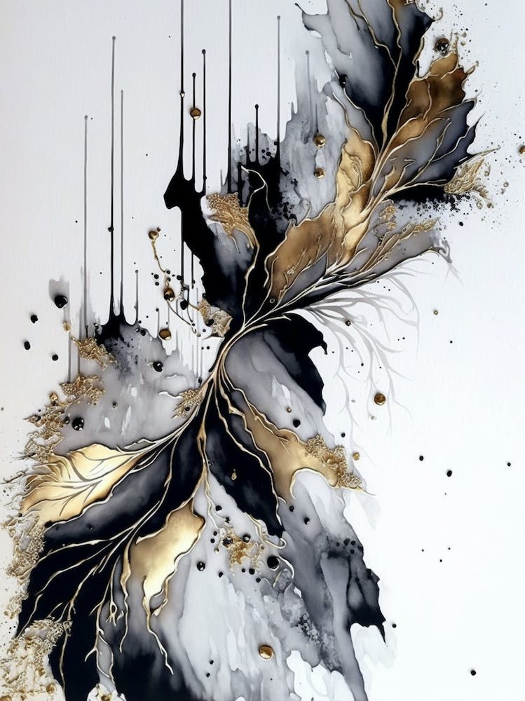 Abstract Black And Gold Painting 1
