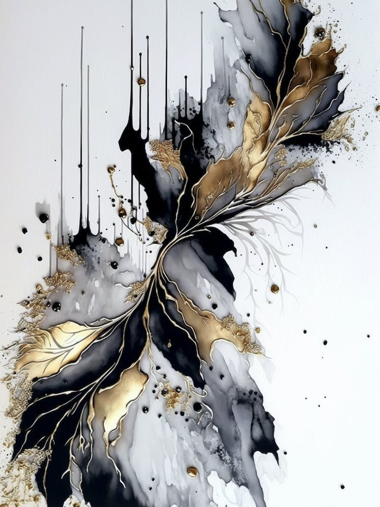 Abstract Black And Gold Painting 1
