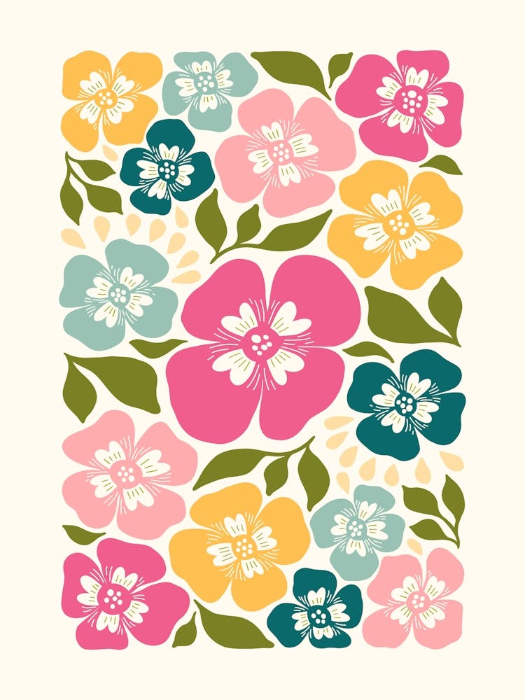 Abstract Scandi Flower Pattern