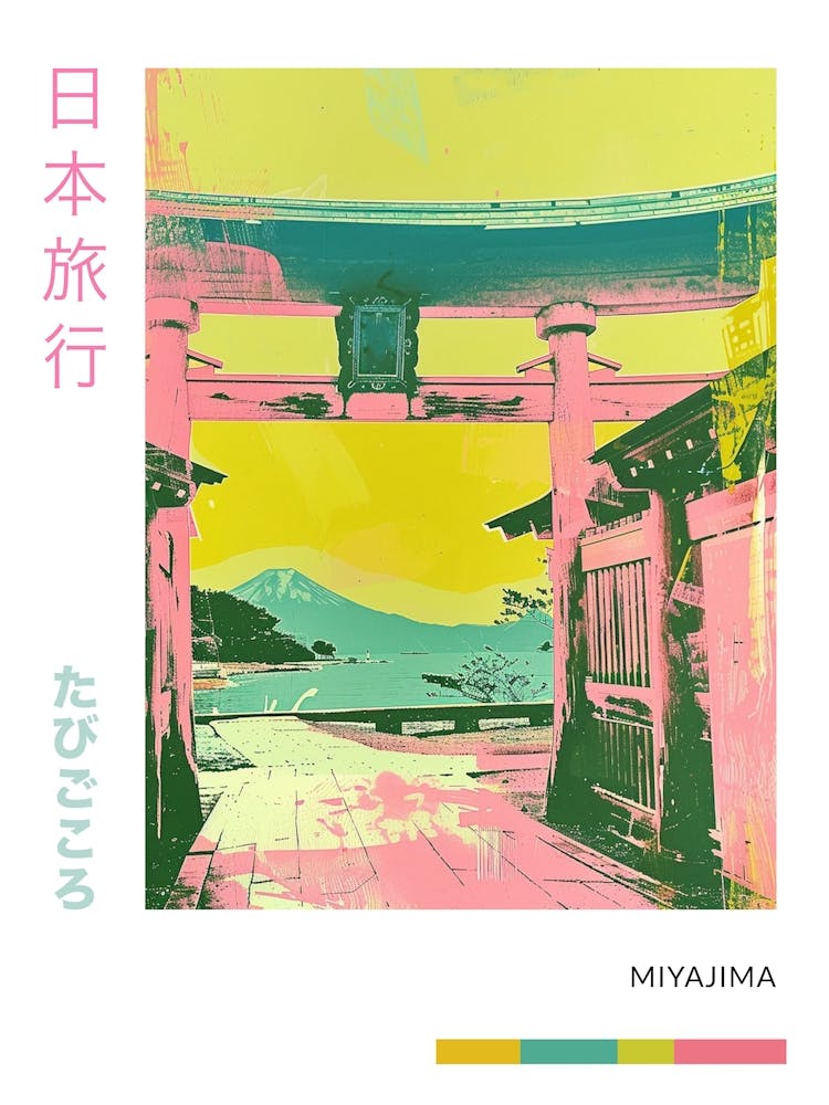 Miyajima Japan Retro Duotone Silkscreen 7