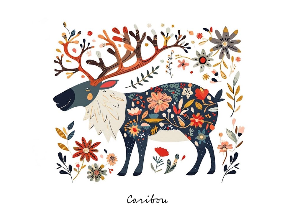 Little Floral Caribou 1 Poster