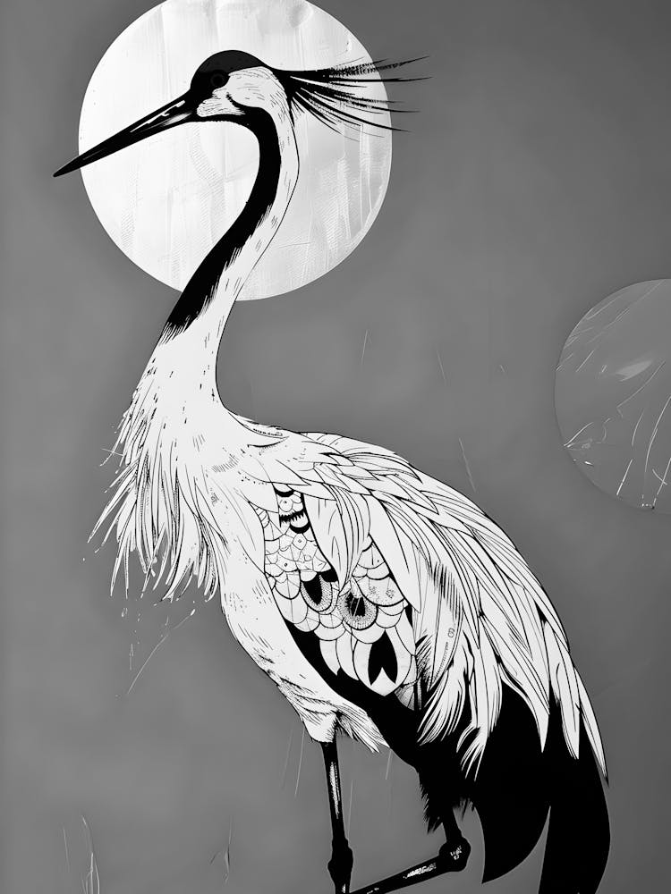 Crane In The Moonlight