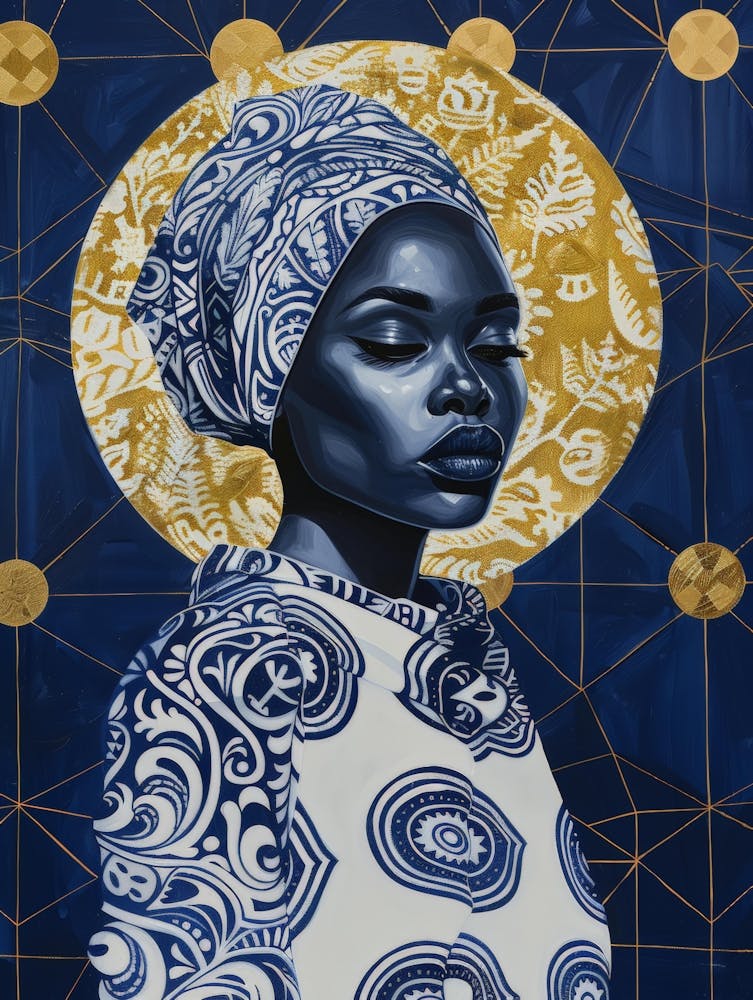 Blue And Gold African Woman