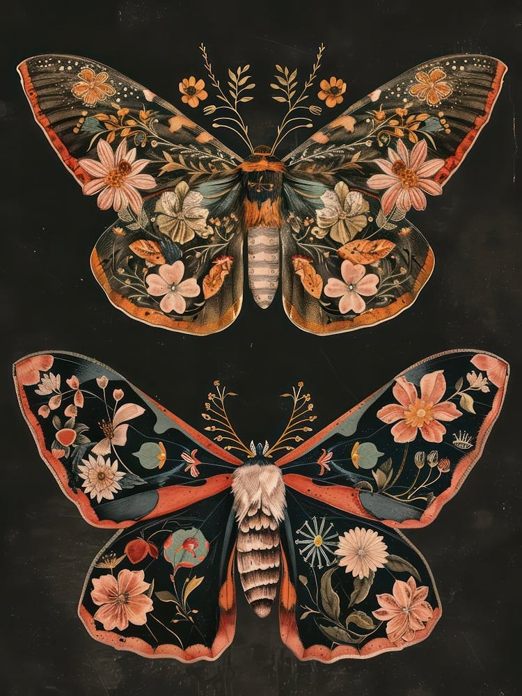 Nocturnal Butterfly William Morris Style 7
