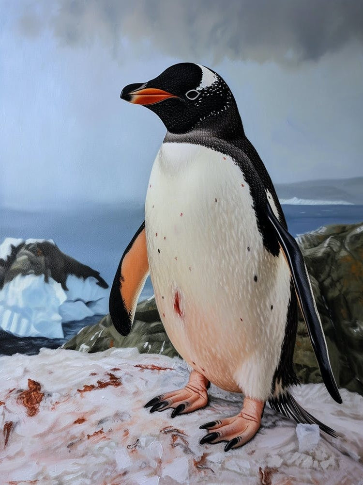 Adlie Penguin Petermann Island Oil Painting 3